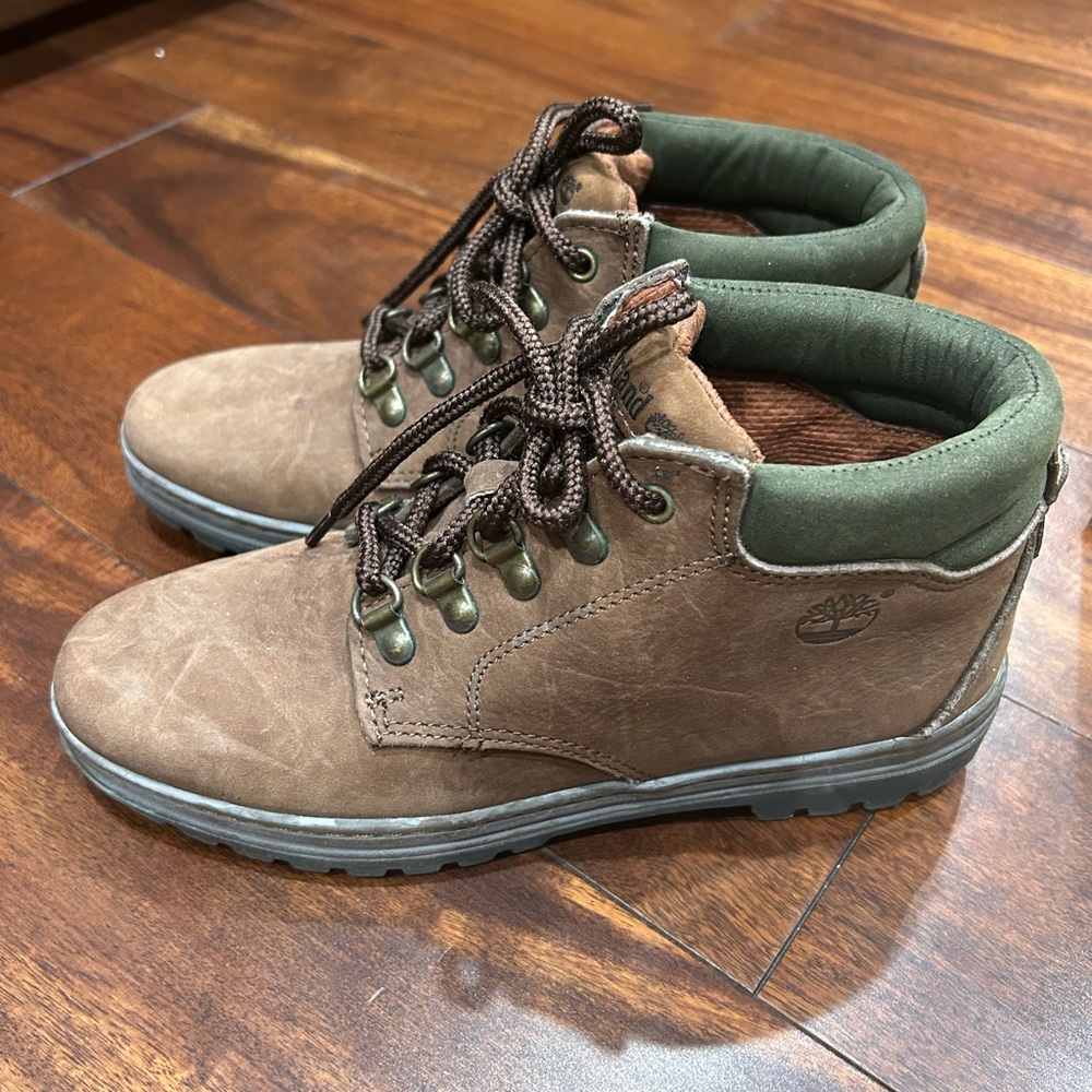 Timberland Tan and Green Boots